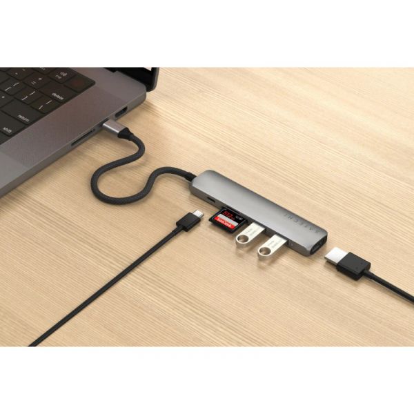 Satechi 6-in-1 USB-C Slim Multiport Adapter, Silver (ST-P6SS)